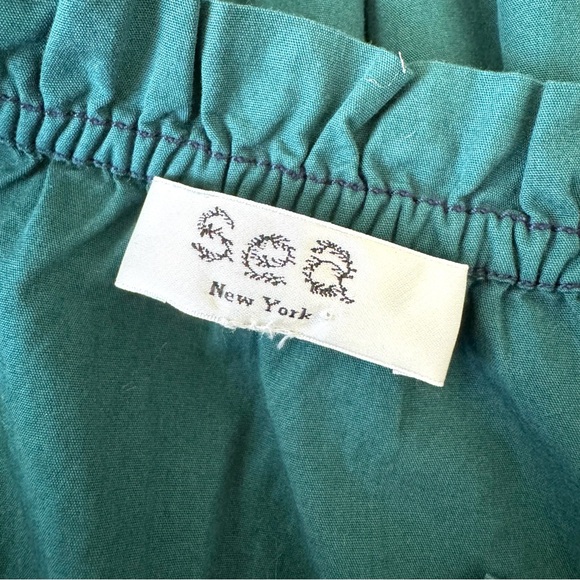 Sea NY Sibylle Solid Dress Forest Poplin Tiered Skirt Ruffle Pockets Medium - Picture 10 of 14